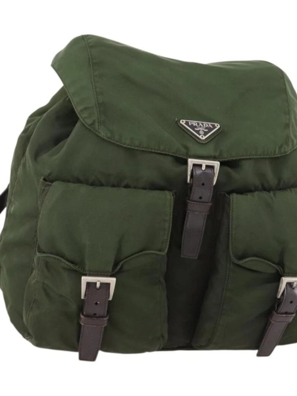 PRADA Backpack Nylon Green Silver Auth 172520